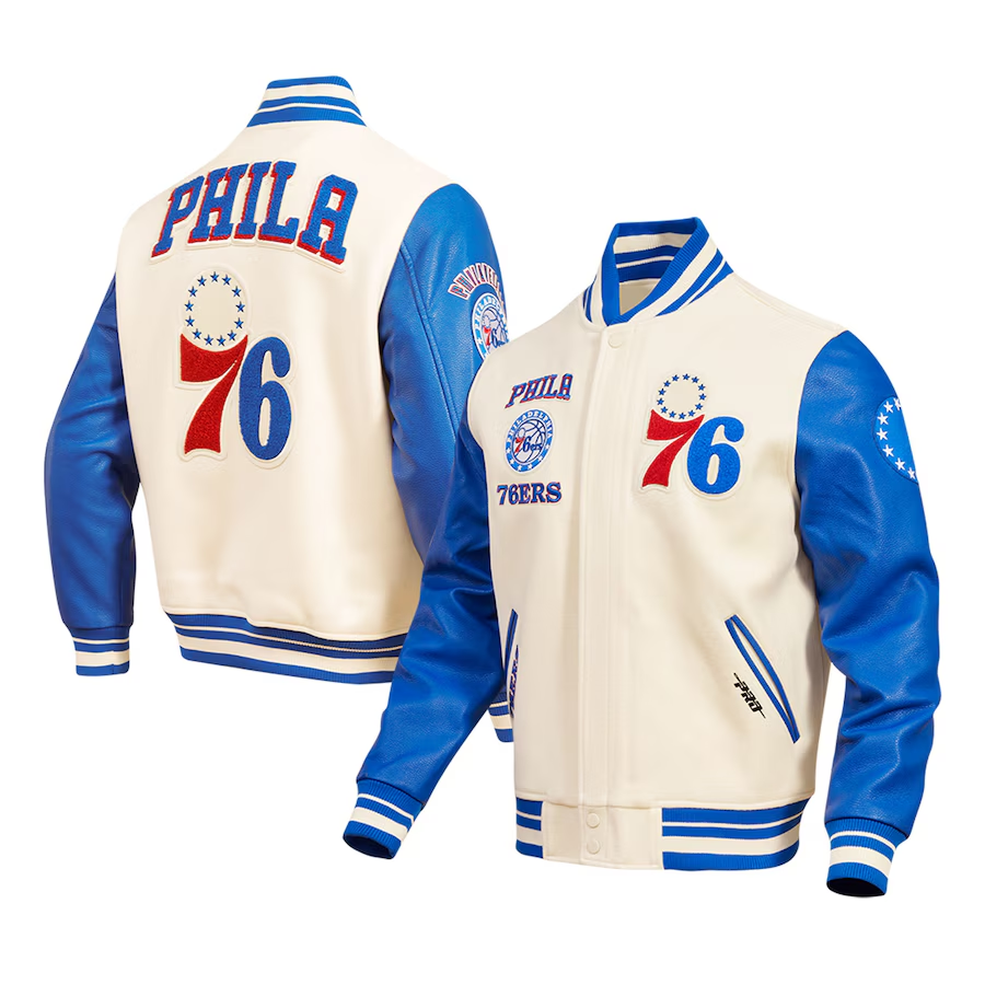 Men's Pro Standard Cream Phila Classic Varsity Full-Zip Jacket - Cream