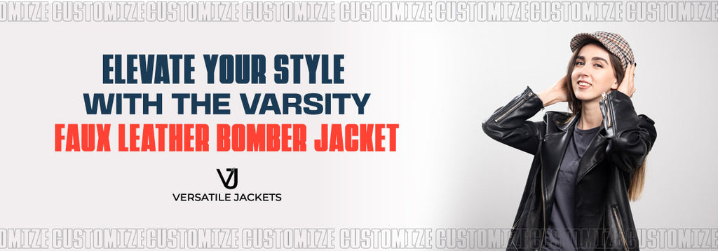  Varsity Faux Leather Bomber Jacket