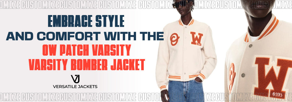 Embrace Style and Comfort with the OW Patch Varsity Bomber Jacket - Versatile Jackets