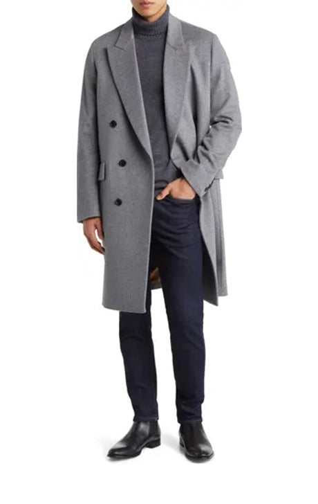 Thomas Wool and Cashmere Overcoat Light grey