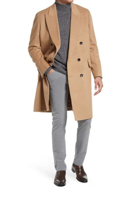 Thomas Wool and Cashmere Overcoat Camel