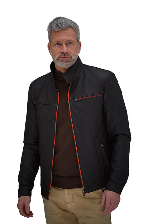 Espresso Lambskin Leather Men's Jacket 