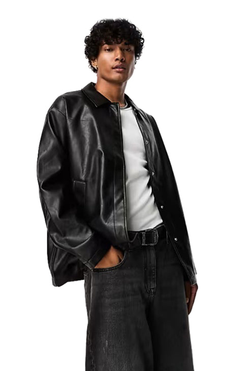Faux Leather Shacket - Versatile Jackets