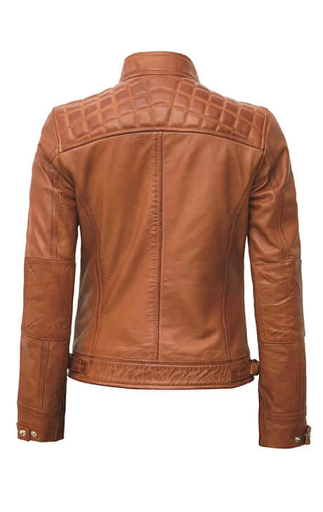 Classic Tan Leather Café Racer for Women