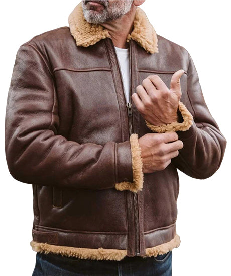  Sheepskin Leather Bomber Jacket