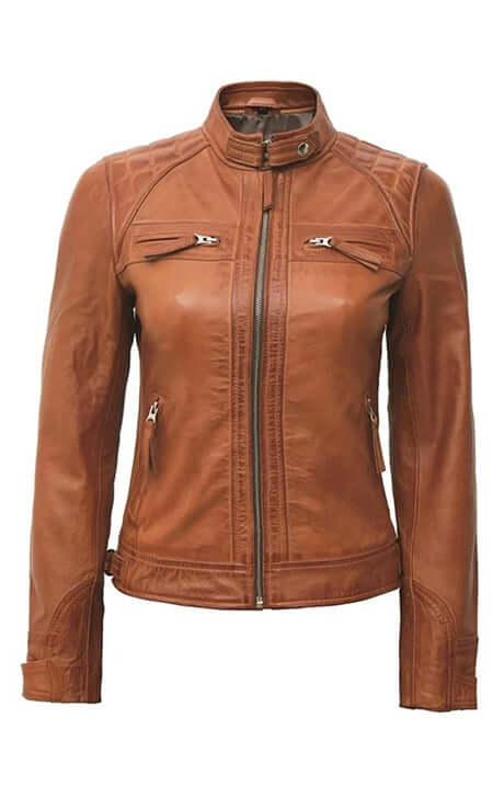 Classic Tan Leather Café Racer for Women