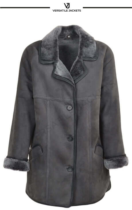 Sheepskin Coat Gray: Florence