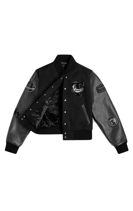 wool and leather varsity jacket