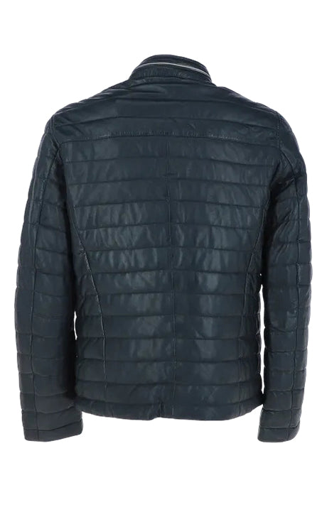 Rayan Navy Monomoi Leather Jacket