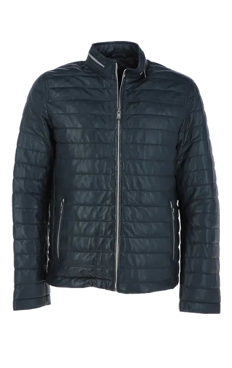 Rayan Navy Monomoi Leather Jacket