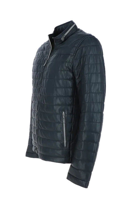 Rayan Navy Monomoi Leather Jacket