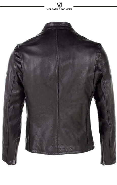 Waxed Cowhide Leather Café Style Jacket