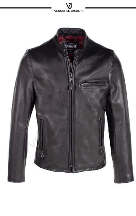 Waxed Cowhide Leather Café Style Jacket