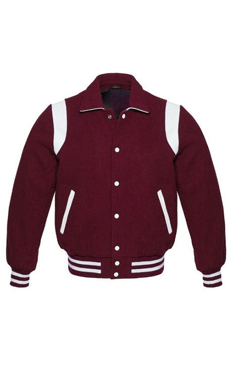 Maroon Retro Collared Varsity Jacket