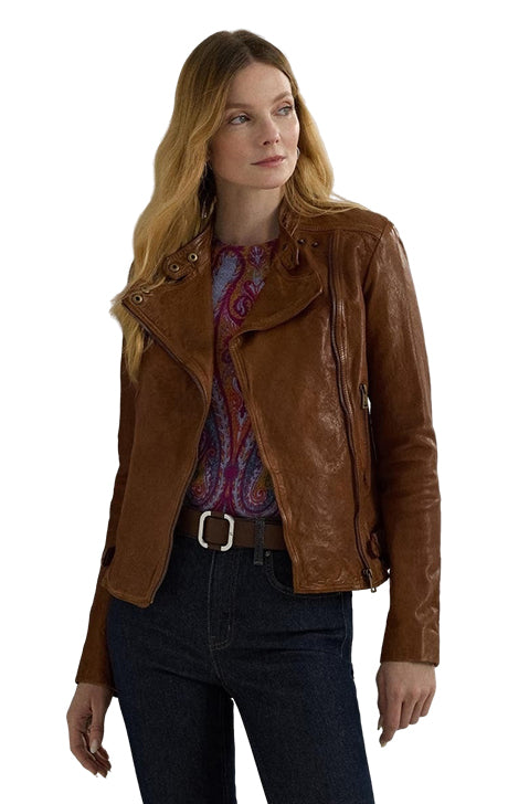  Brown Leather Biker Jacket