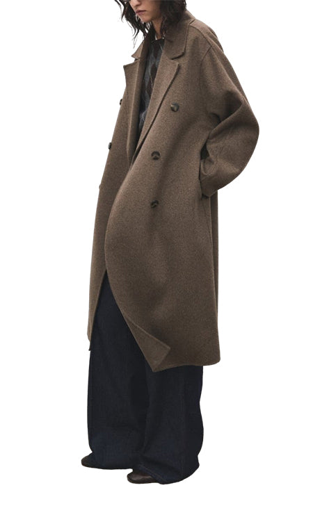Oversized Wool Blend Double-Breasted Overcoat