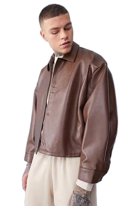 Crop Faux Leather Jacket