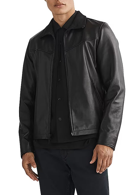  Grant Stand Collar Leather Jacket - Versatile Jackets