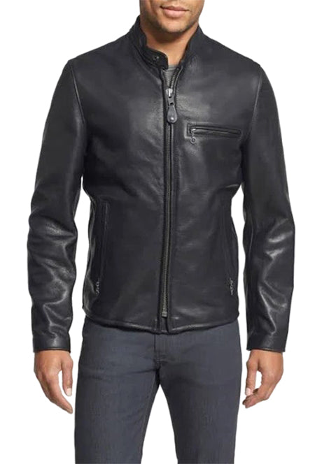Café Racer Oil Tanned Cowhide Leather Moto Jacket - Versatile Jackets