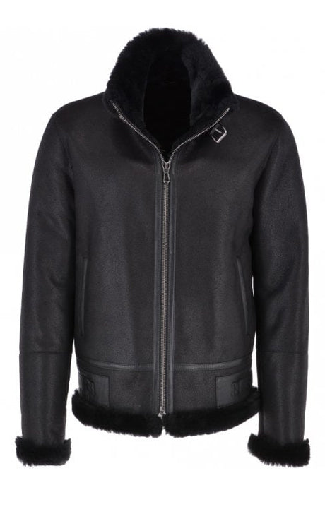  Black Luxury Shearling Flying Jacket – Mandek