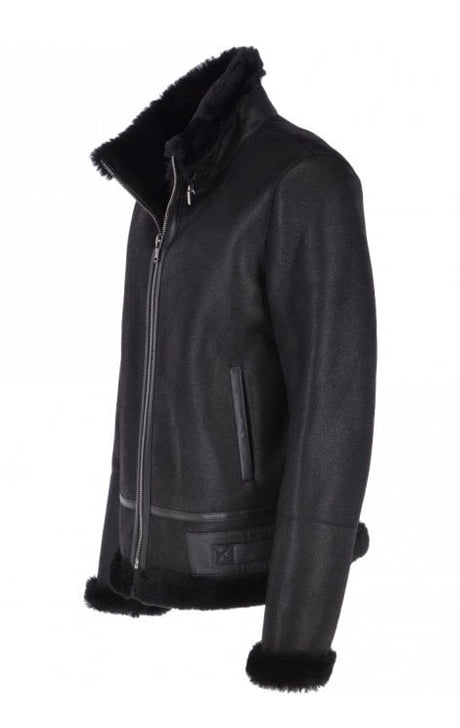  Black Luxury Shearling Flying Jacket – Mandek
