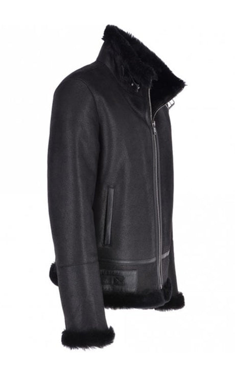  Black Luxury Shearling Flying Jacket – Mandek