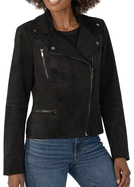 Edith Faux Suede Moto Jacket - Versatile Jackets