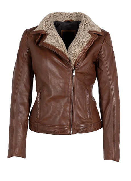  Brown Shearling-Lined Leather Jacket