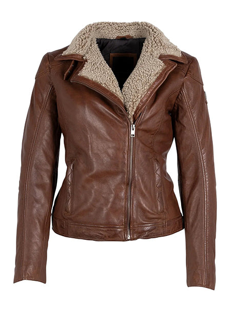 Women’s Brown Shearling-Lined Leather Jacket