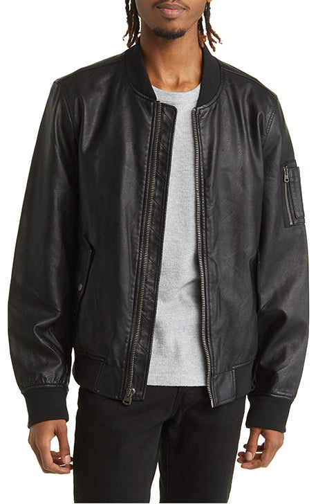 Varsity Faux Leather Bomber Jacket