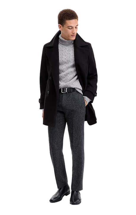 Wool Blend Double-Breasted Pea Coat