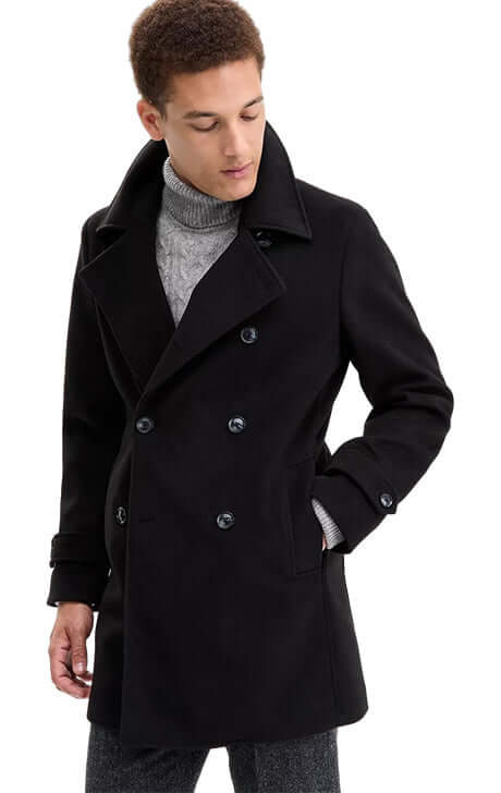 Wool Blend Double-Breasted Pea Coat