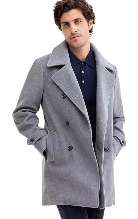 Wool Blend Double-Breasted Pea Coat