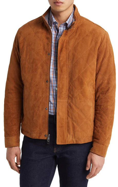 Norfolk Quilted Suede Bomber Jacket