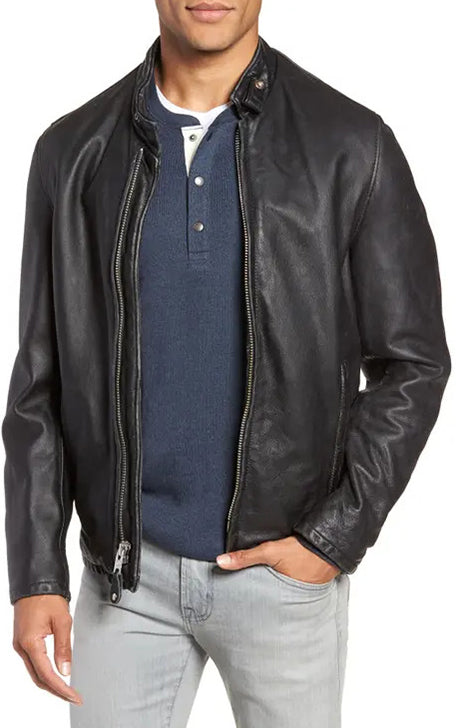 Café Racer Hand Vintaged Cowhide Leather Jacket