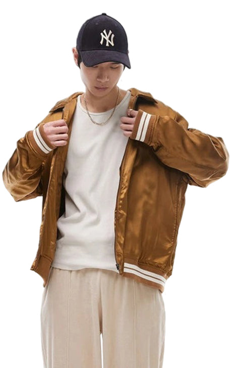 Varsity Satin Bomber Jacket
