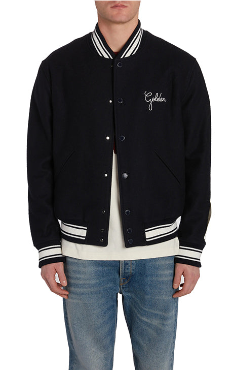 Logo Embroidered Wool Varsity Jacket - Versatile Jackets