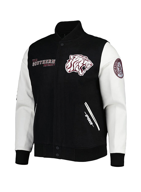 Men's Pro Standard Black Texas Southern Tigers Classic Wool Full-Zip Varsity Jacket - Black