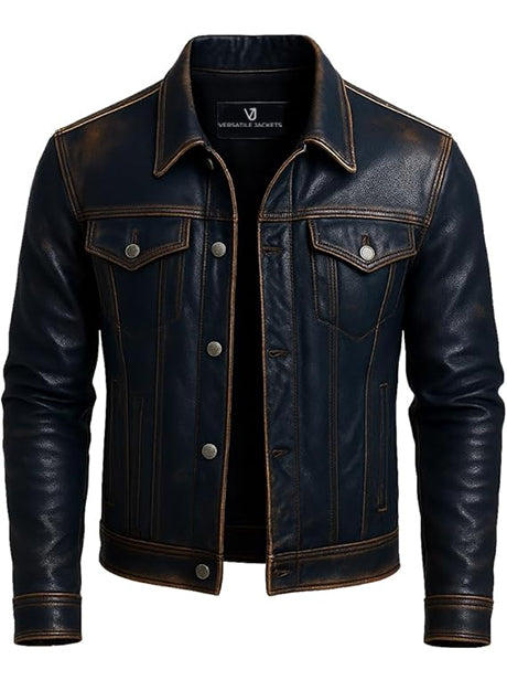 Vintage Leather Trucker Jacket