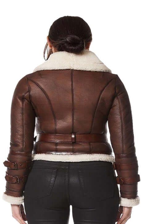 Womens Dark Brown Shearling Sheepskin Jacket