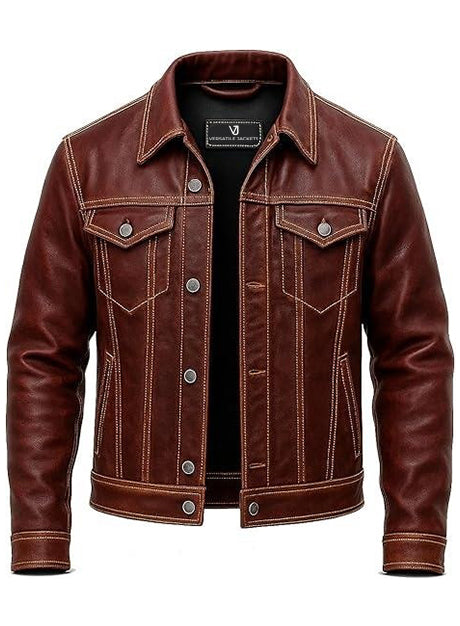 Vintage Leather Trucker Jacket
