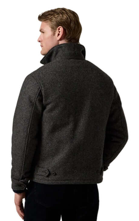 Men’s Charcoal Wool Zip-Up Jacket