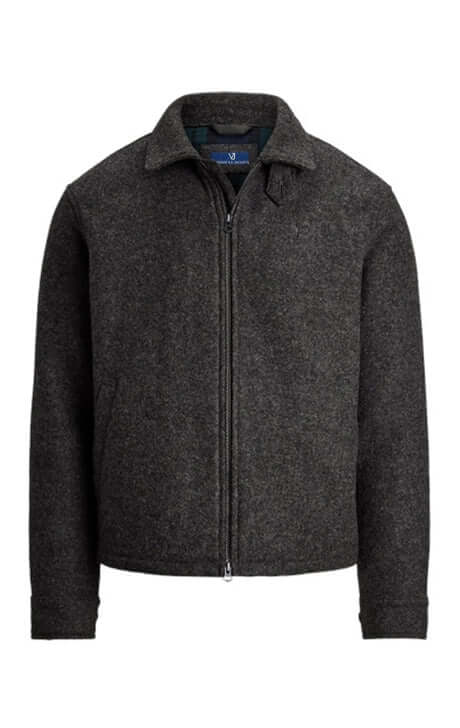 Men’s Charcoal Wool Zip-Up Jacket