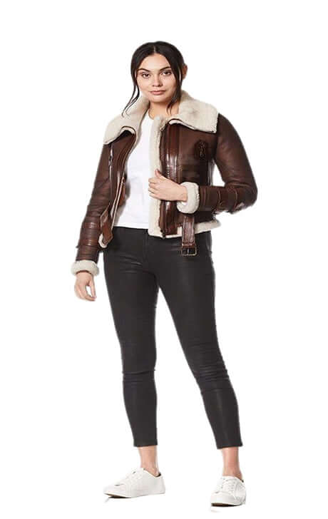 Womens Dark Brown Shearling Sheepskin Jacket