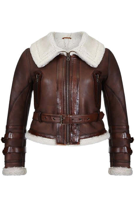 Womens Dark Brown Shearling Sheepskin Jacket