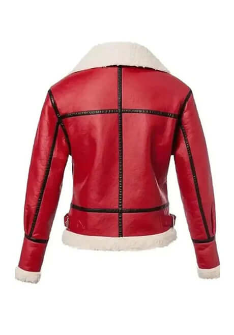 Red Shearling Leather Jacket