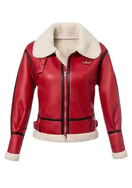 Red Shearling Leather Jacket