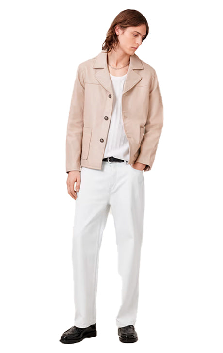 Modern Fit Leather Blazer