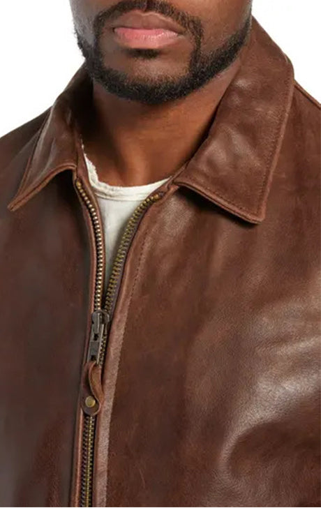 Waxed Naked Buffalo Leather Delivery Jacket | Brown