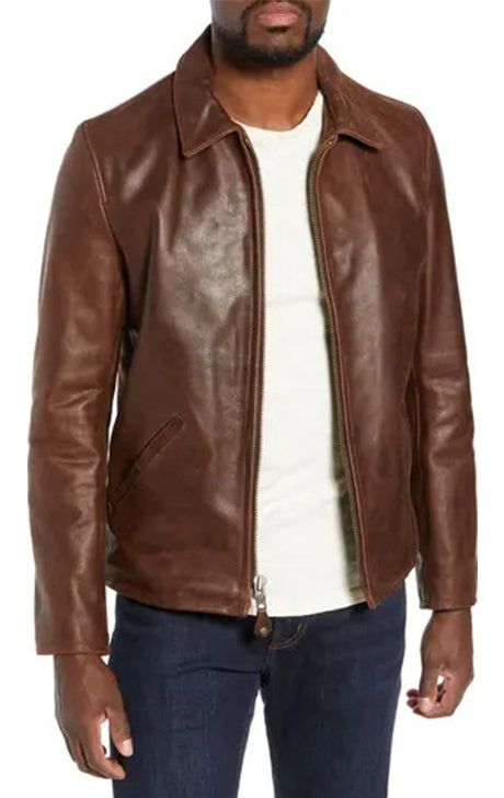 Waxed Naked Buffalo Leather Delivery Jacket | Brown